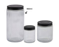 bulk 12 Ribbed Glass Jar With Metal Lid 950ml 9x19cm V637-KIT35077
