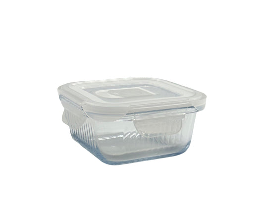bulk 24 Borosilicate Glass Container W Lid Square 320ml 12x7cm V637-KIT35269