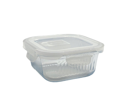 bulk 24 Borosilicate Glass Container W Lid Square 520ml 14x7cm V637-KIT35270