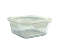 bulk 12 Borosilicate Glass Container W Lid Square 800ml 16x8cm V637-KIT35271