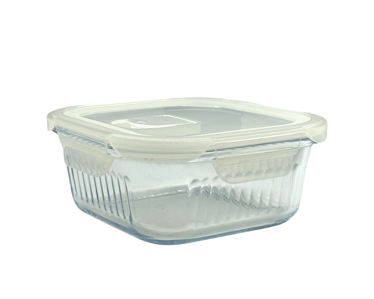 bulk 12 Borosilicate Glass Container W Lid Square 800ml 16x8cm V637-KIT35271