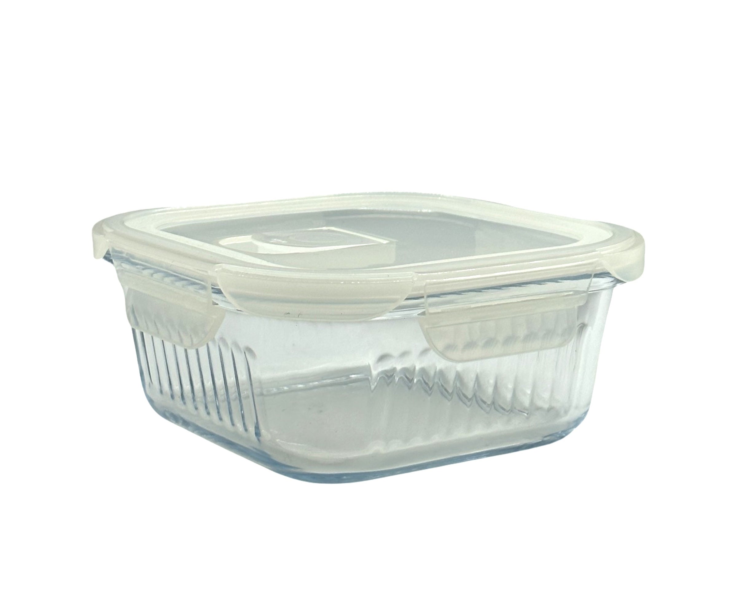 bulk 12 Borosilicate Glass Container W Lid Square 800ml 16x8cm V637-KIT35271