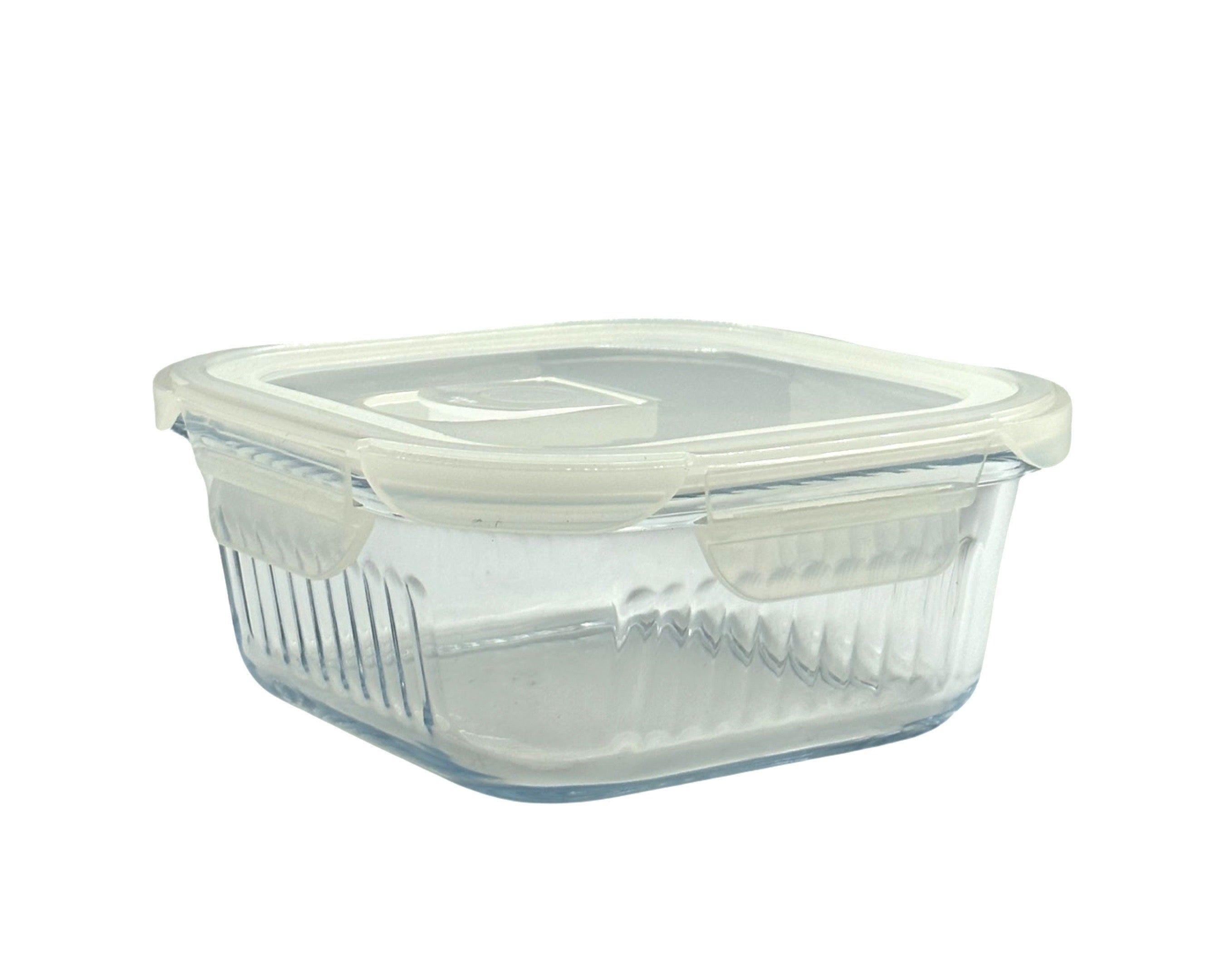 bulk 12 Borosilicate Glass Container W Lid Square 800ml 16x8cm V637-KIT35271