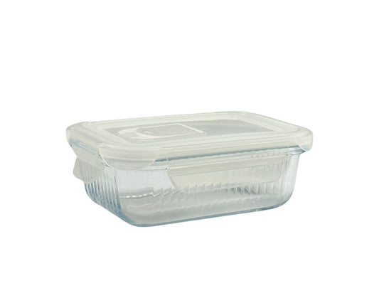 bulk 24 Borosilicate Glass Container W Lid Rect 370ml 15x6cm V637-KIT35272