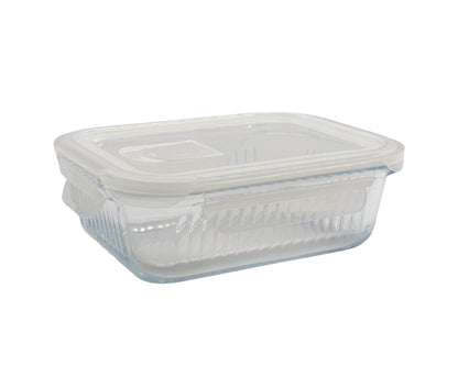 bulk 12 Borosilicate Glass Container W Lid Rect 1040ml 20x8cm V637-KIT35274