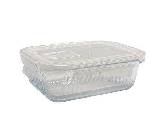 bulk 12 Borosilicate Glass Container W Lid Rect 1040ml 20x8cm V637-KIT35274