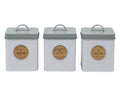 Set 3 Metal Kitchen Storage Tin Sugar Tea Coffee 18cm V637-KIT37019