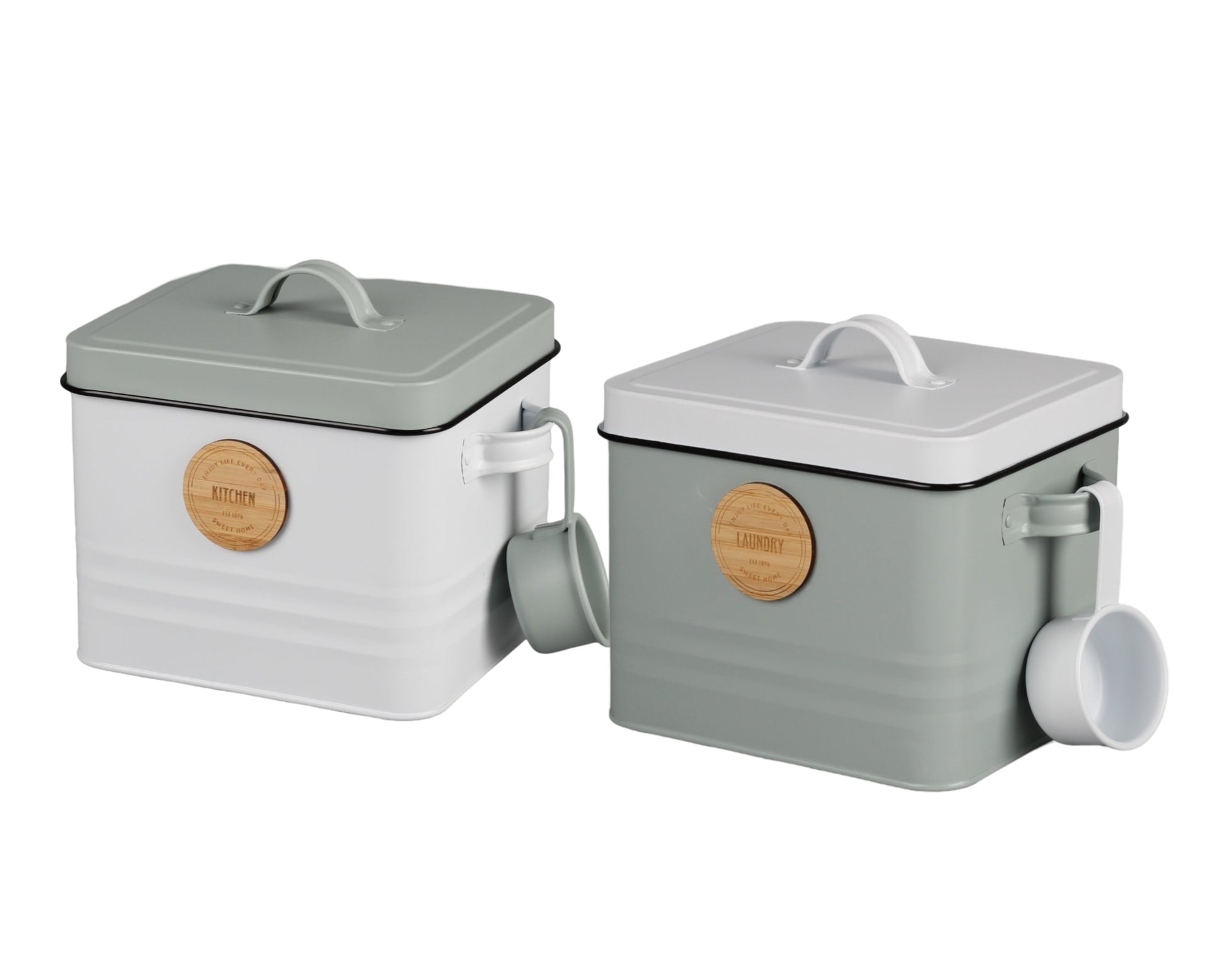Set 2 Metal Kitchen And Laundry Storage Tin 23cm V637-KIT37020