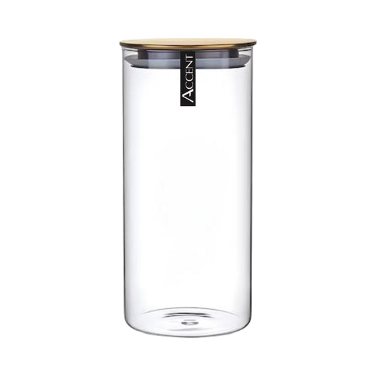 bulk 12 Glass Jar w Gold Metal Lid 10x25cm V637-KIT38453