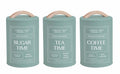Set 3 Sage Green Metal Coffee Tea Sugar Storage Tins 11x19cm V637-KIT38455
