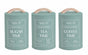 Set 3 Sage Green Metal Coffee Tea Sugar Storage Tins 11x19cm V637-KIT38455