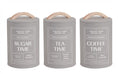 Set 3 Almond Cream Metal Coffee Tea Sugar Storage Tins 11x19cm V637-KIT38458