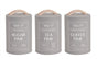Set 3 Almond Cream Metal Coffee Tea Sugar Storage Tins 11x19cm V637-KIT38458