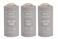 Set 3 Almond Cream Metal Coffee Tea Sugar Storage Tins 11x19cm V637-KIT38459