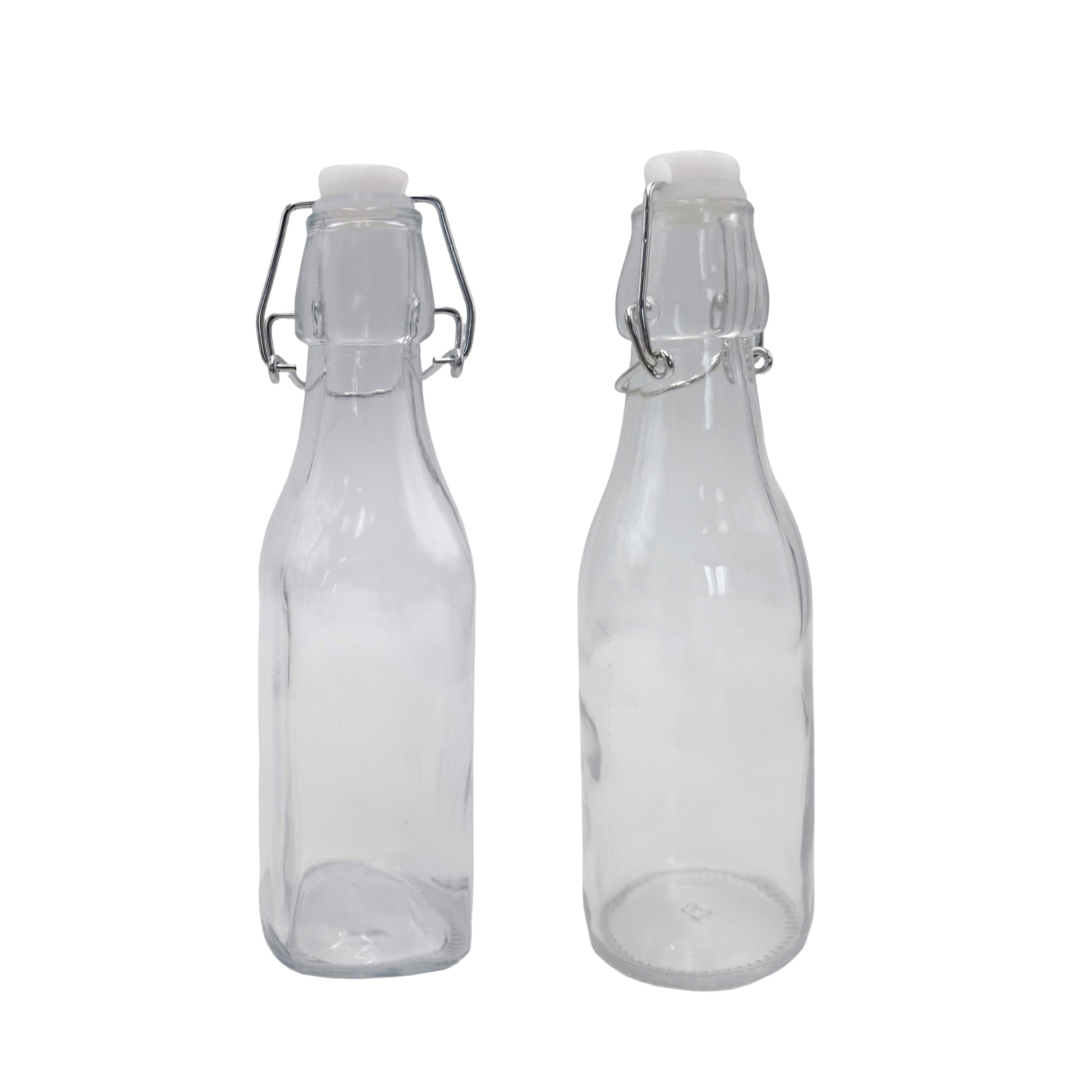 bulk 24 Clear Glass Bottle w Clip Lid 250ml 2 Asst 20cm V637-KIT38742