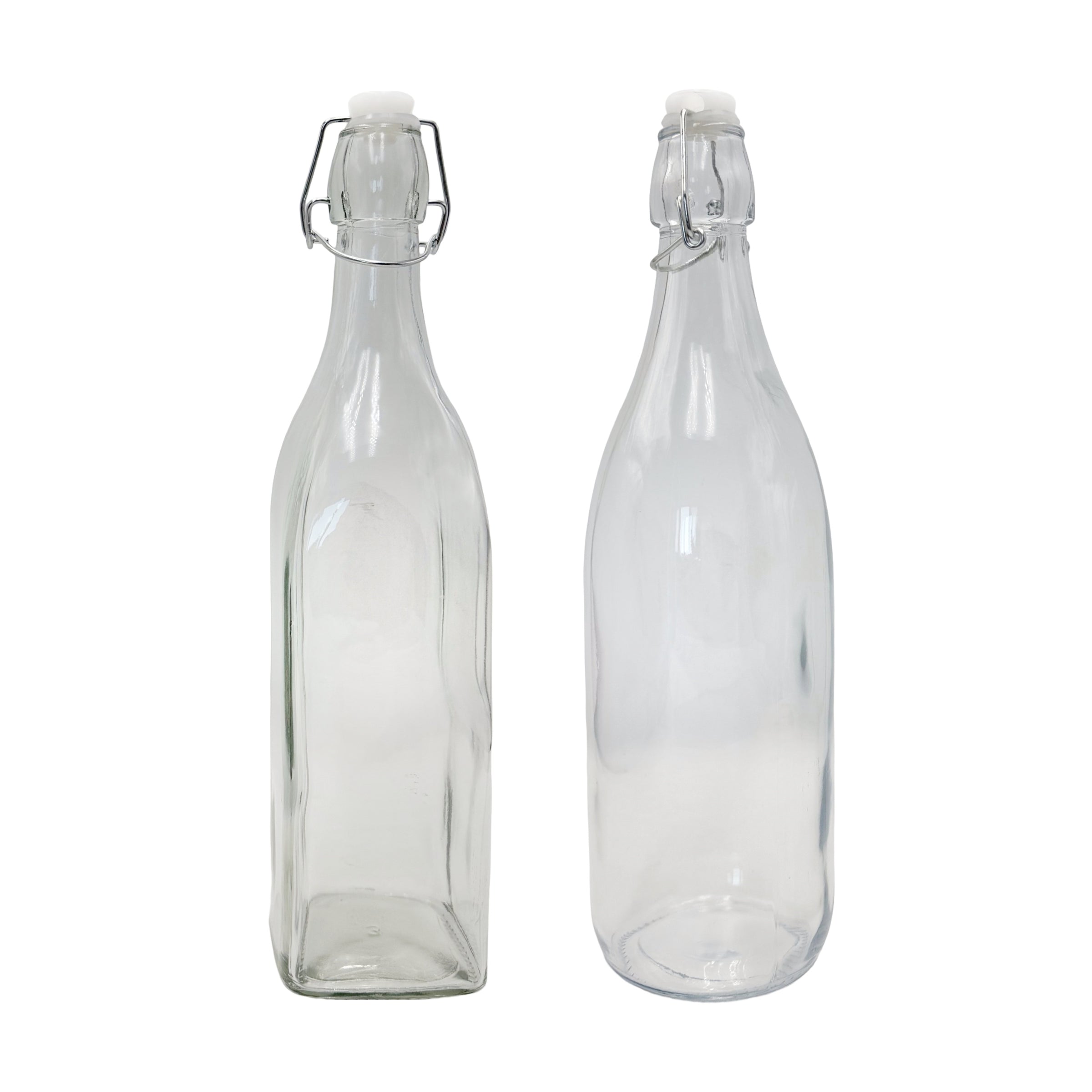 bulk 12 Clear Glass Bottle w Clip Lid 1Lt 2 Asst 32cm V637-KIT38744