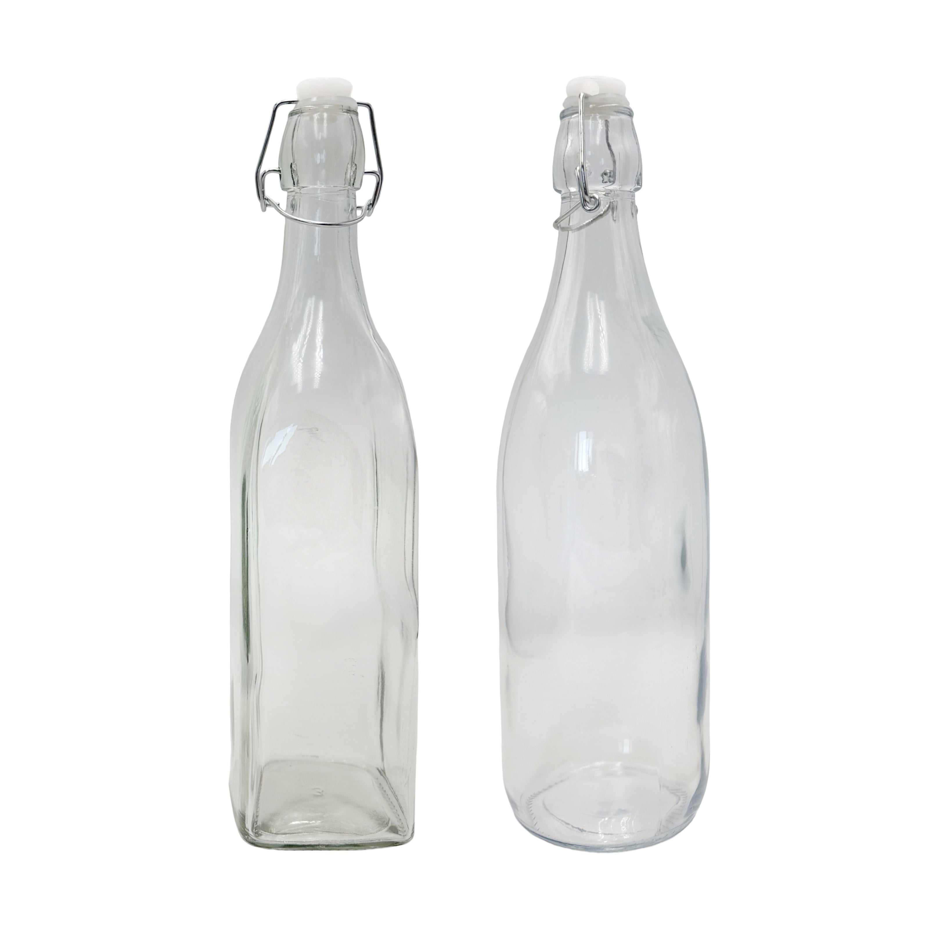 bulk 12 Clear Glass Bottle w Clip Lid 1Lt 2 Asst 32cm V637-KIT38744