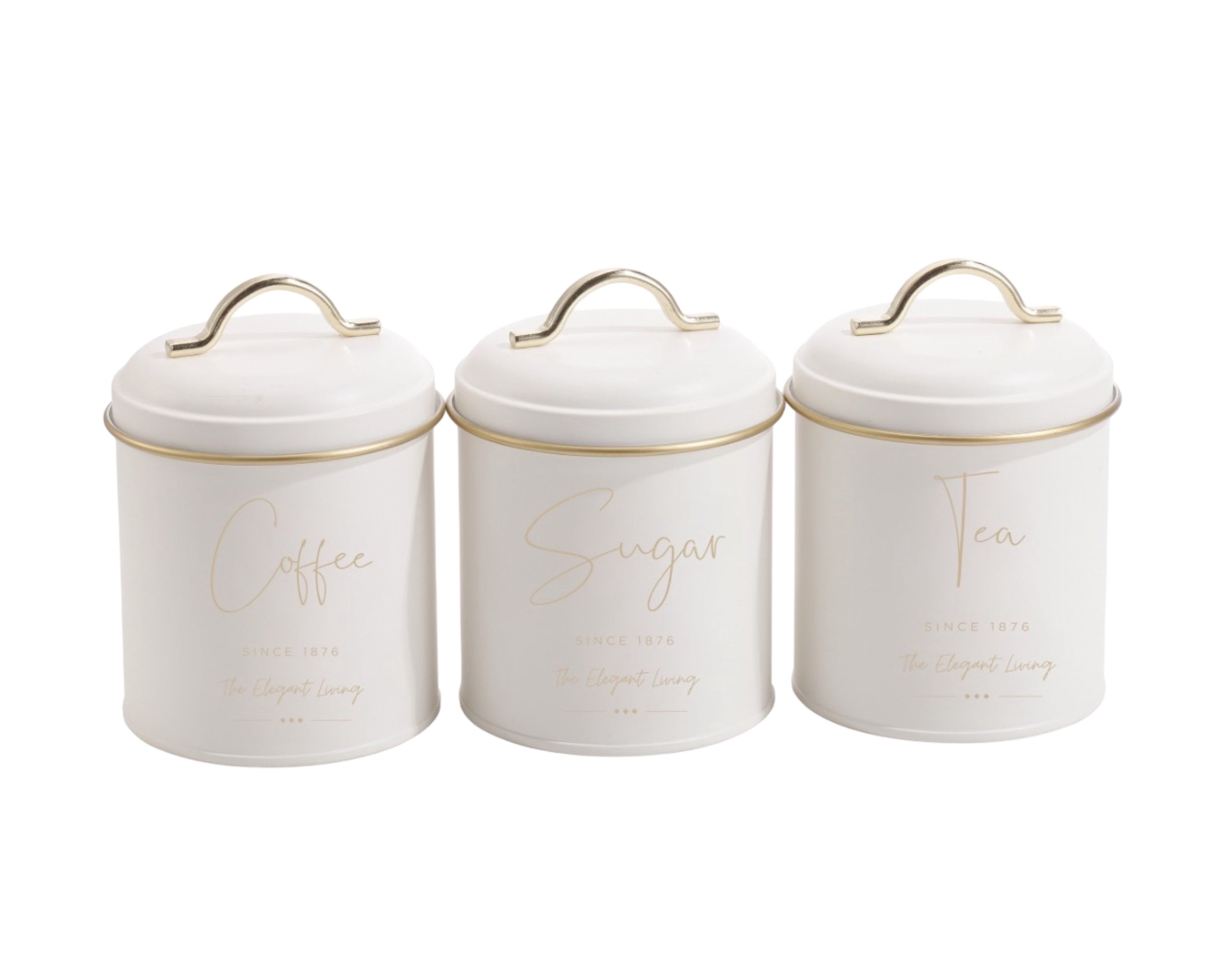 Set 3 Coffee Sugar Tea Canisters 16cm V637-KIT38944