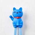 Maneki Trainer Chopsticks Lucky Cat in Blue V637-L0005B