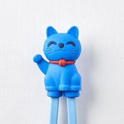 Maneki Trainer Chopsticks Lucky Cat in Blue V637-L0005B