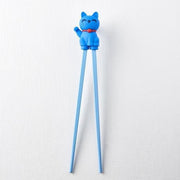 Maneki Trainer Chopsticks Lucky Cat in Blue V637-L0005B