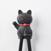 Maneki Trainer Chopsticks Lucky Cat in Black V637-L0005BLK