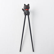 Maneki Trainer Chopsticks Lucky Cat in Black V637-L0005BLK