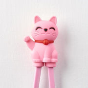 Maneki Trainer Chopsticks Lucky Cat in Pink V637-L0005P