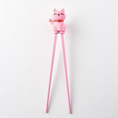 Maneki Trainer Chopsticks Lucky Cat in Pink V637-L0005P