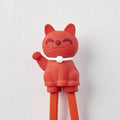 Maneki Trainer Chopsticks Lucky Cat in Red V637-L0005R