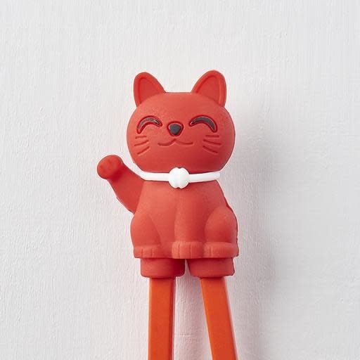 Maneki Trainer Chopsticks Lucky Cat in Red V637-L0005R