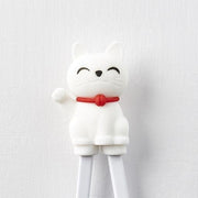 Maneki Trainer Chopsticks Lucky Cat in White V637-L0005W