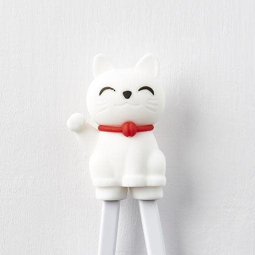Maneki Trainer Chopsticks Lucky Cat in White V637-L0005W