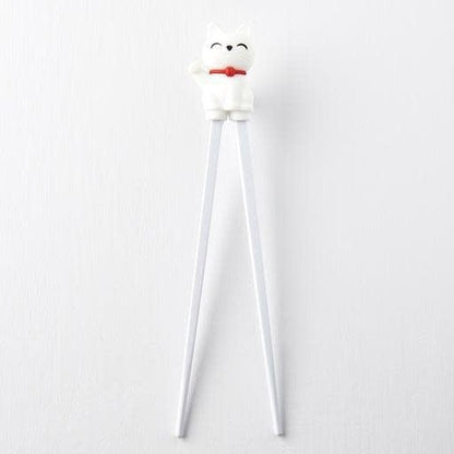 Maneki Trainer Chopsticks Lucky Cat in White V637-L0005W