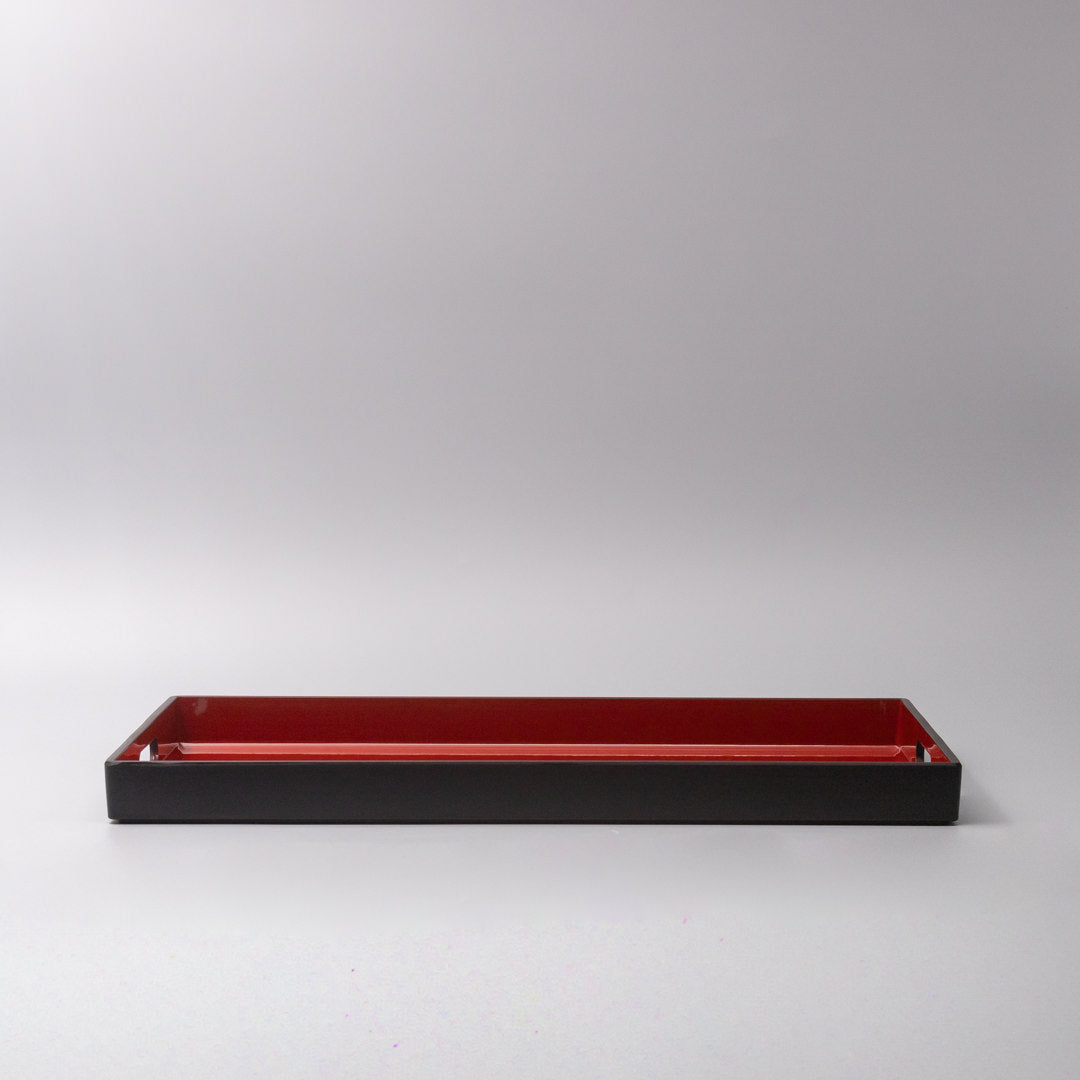 Tray Rectangular 42cm Red Inner Black Lacquerware V637-L0697