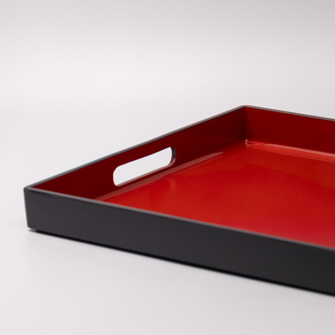 Tray Rectangular 42cm Red Inner Black Lacquerware V637-L0697