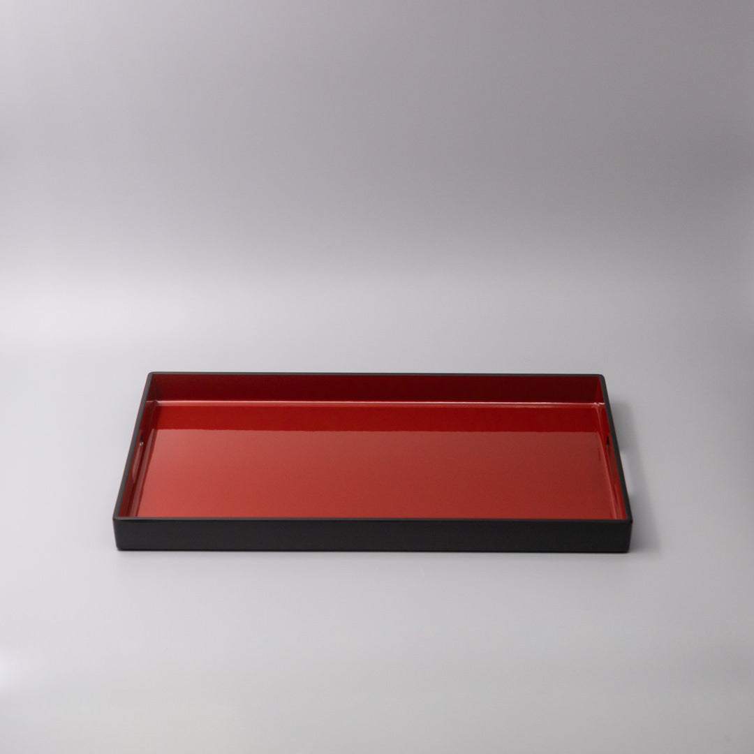 Tray Rectangular 42cm Red Inner Black Lacquerware V637-L0697