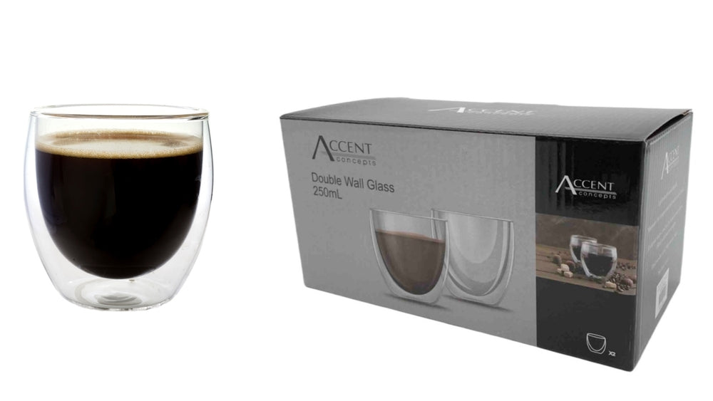bulk 12 Double Wall Glass Coffee Mug 250ml V637-MUG28418