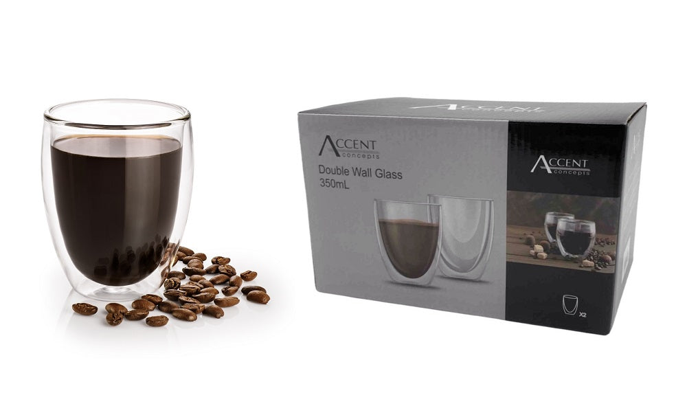 bulk 24 Double Wall Glass Coffee Mug 350ml V637-MUG28419