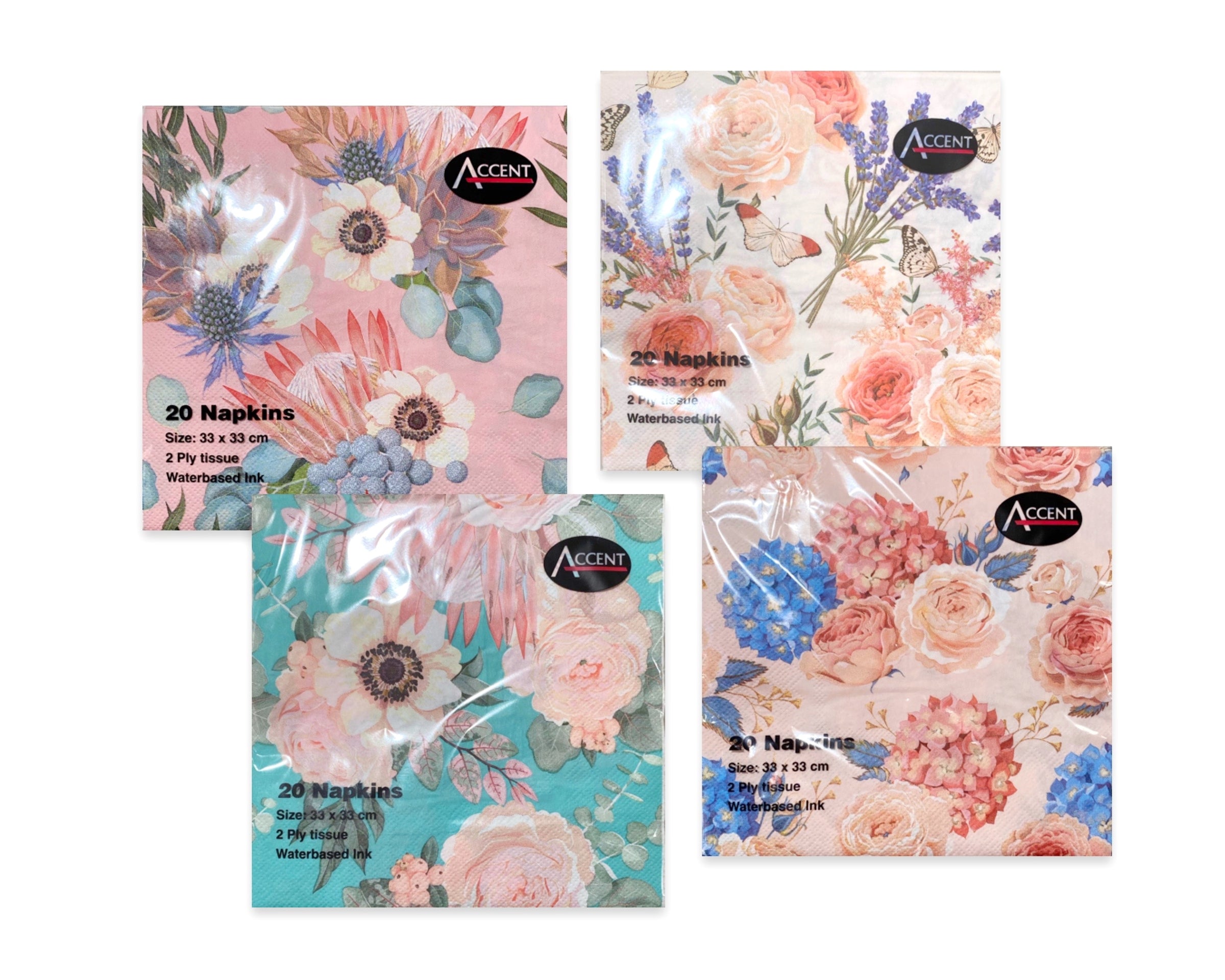 bulk 960 Happy Blossom Napkin 2ply Assort 33cm V637-PAR32307