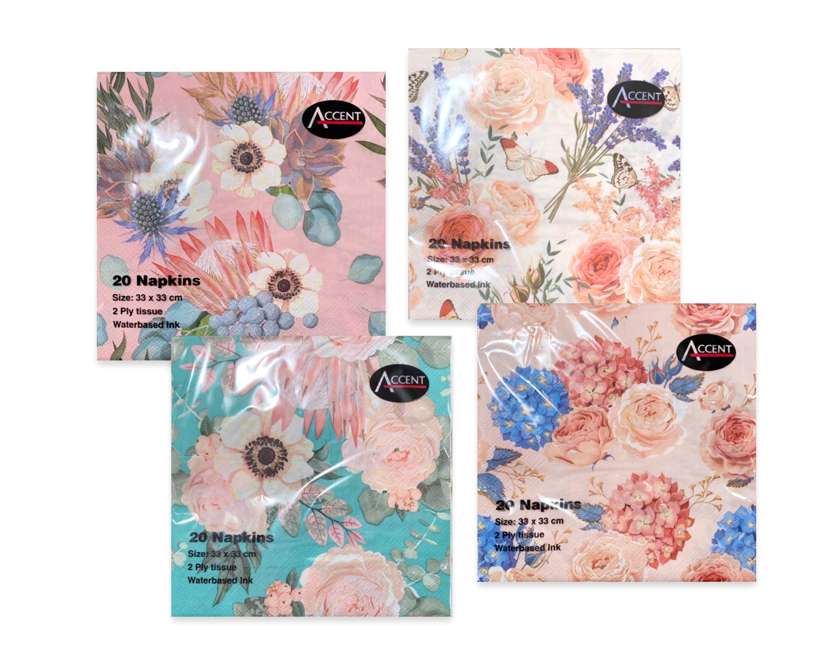 bulk 960 Happy Blossom Napkin 2ply Assort 33cm V637-PAR32307