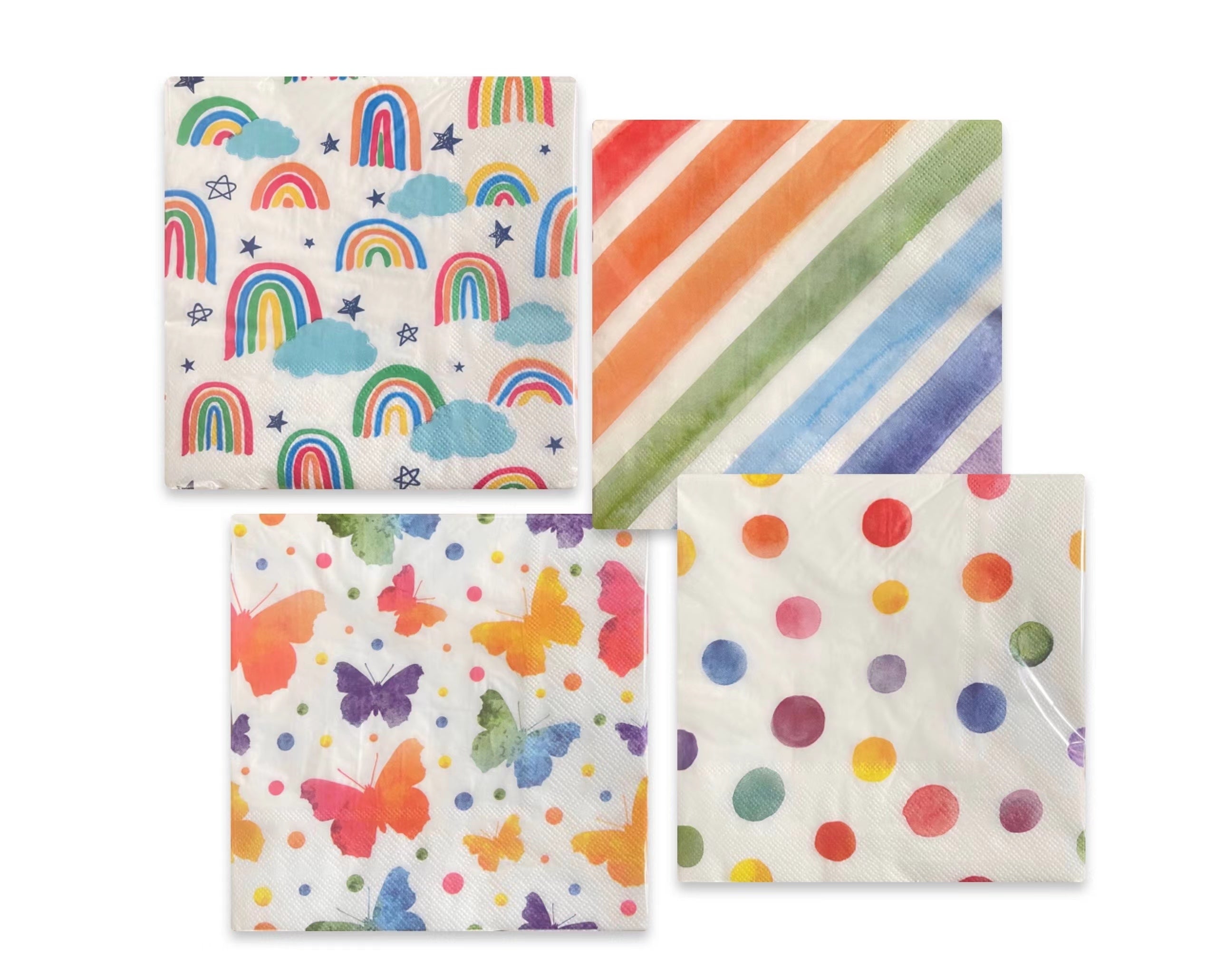bulk 960 Rainbow Napkins 2ply Assort 33cm V637-PAR32489