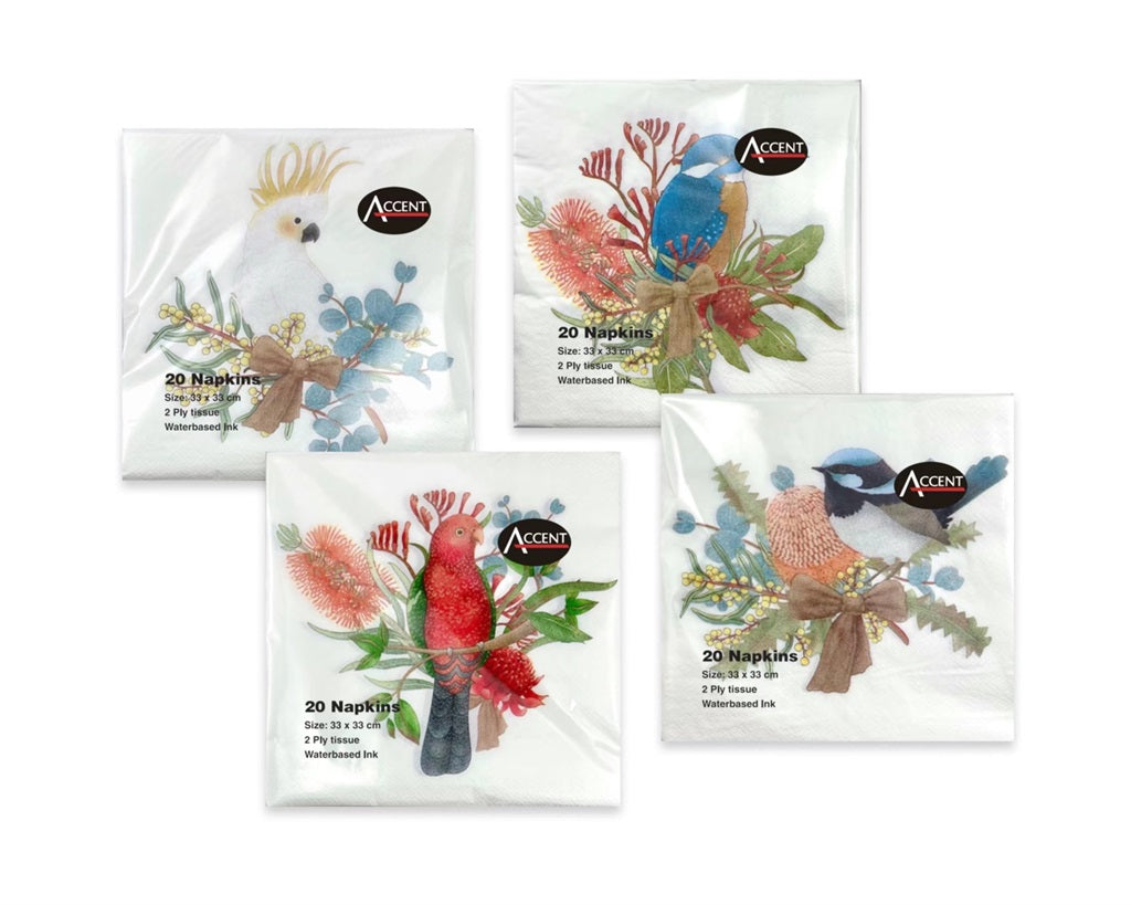bulk 960 Native Bird Napkin 2ply 33cm V637-PAR32674