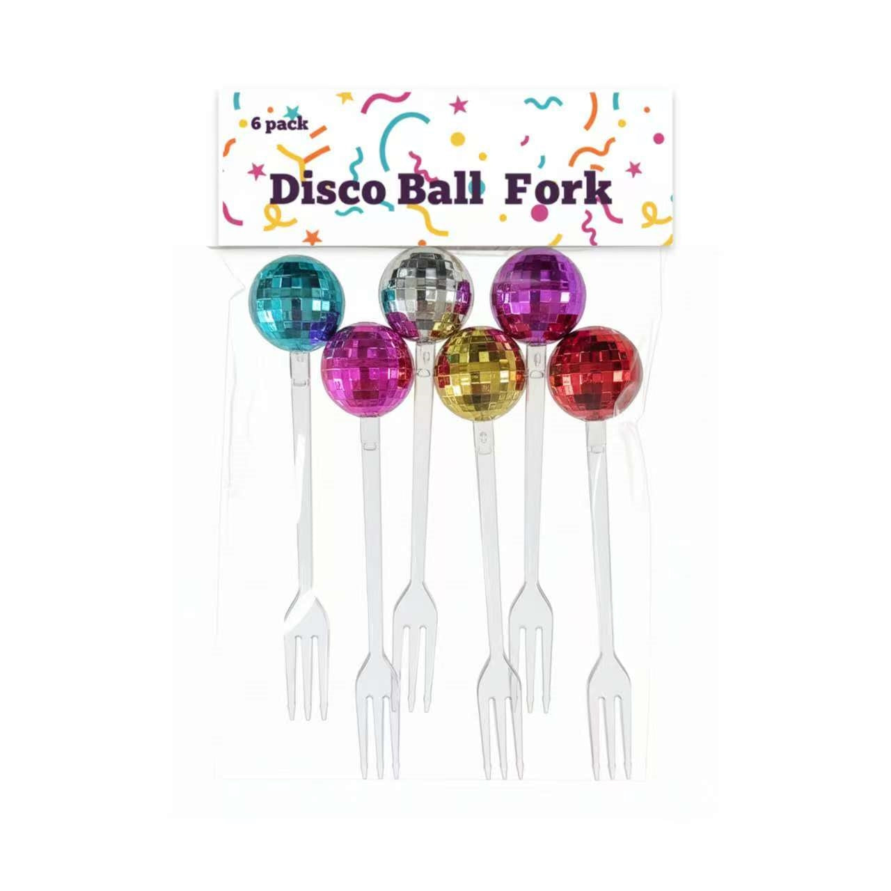 bulk 144 Reusable Plastic Disco Ball Fork Asst V637-PAR38971