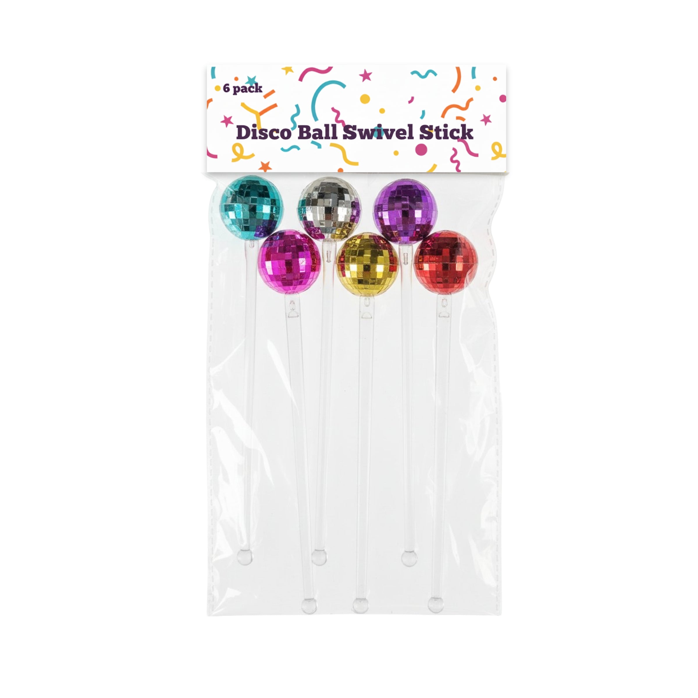 bulk 144 Reusable Plastic Disco Ball Swivel Stick Asst V637-PAR38972