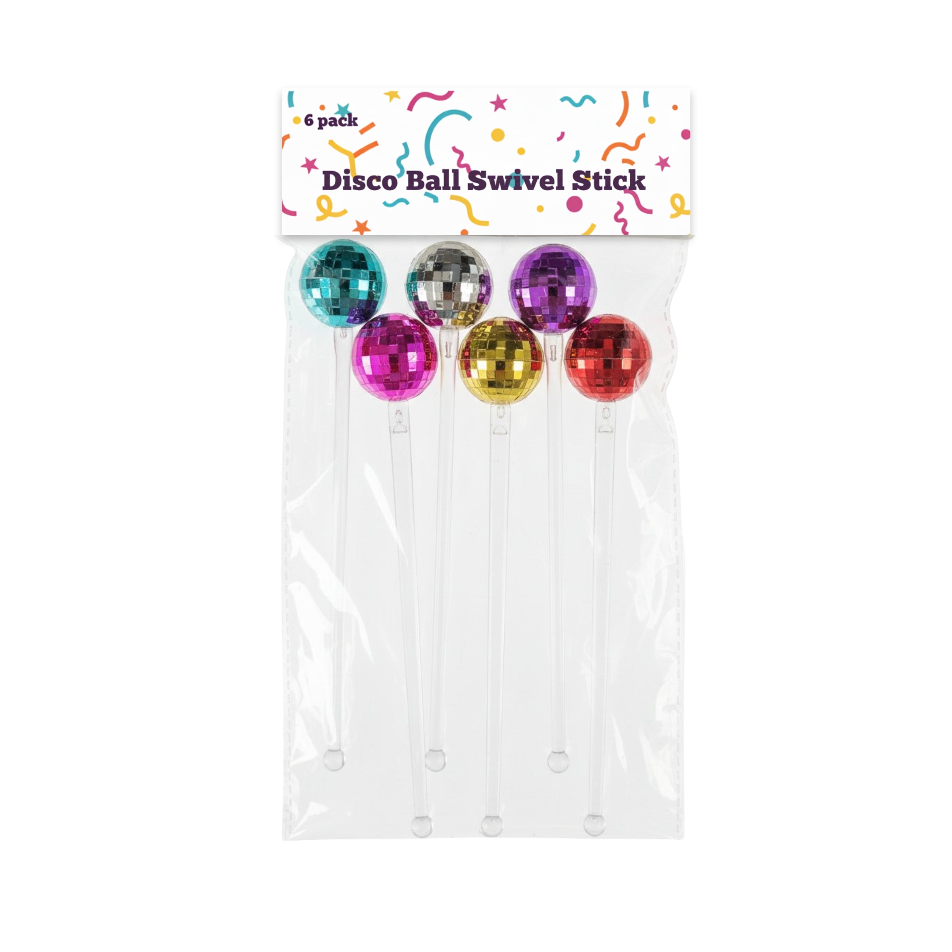 bulk 144 Reusable Plastic Disco Ball Swivel Stick Asst V637-PAR38972