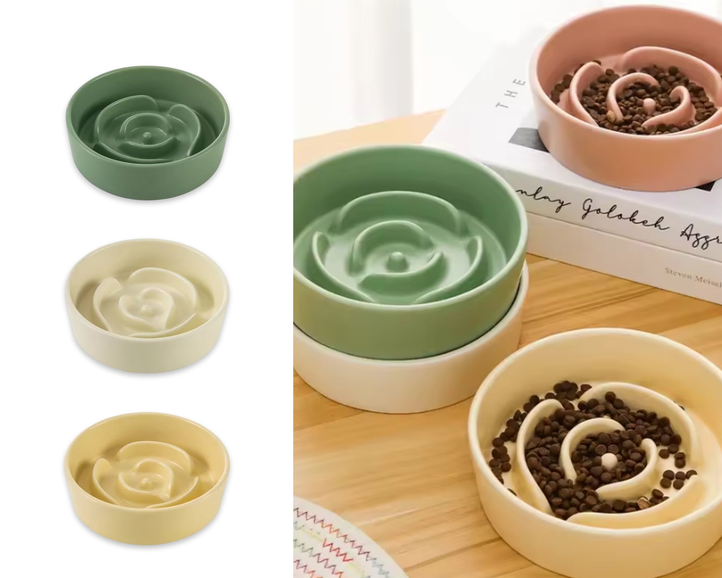 bulk 12 Pet Slow Feeder Flower Bowl 3 Asst 15x4cm V637-PET38805