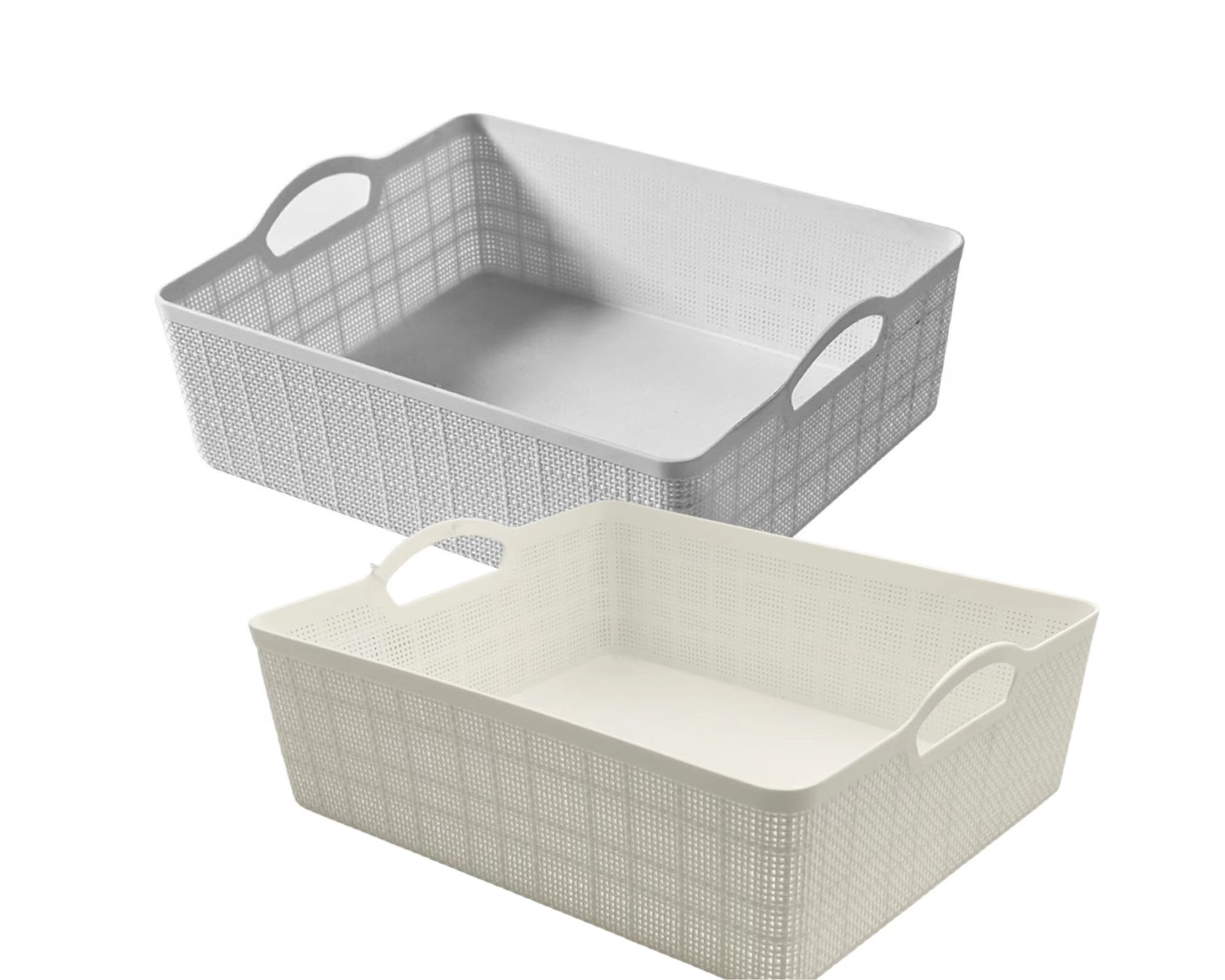 bulk 18 Rect Storage Basket w Handle 2 Asst 34cm V637-PLA31355
