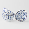 Bowl Set 4pcs Maneki Cat Blue Design V637-RW0002