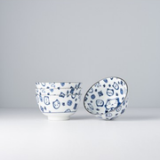 Bowl Set 4pcs Maneki Cat Blue Design V637-RW0002